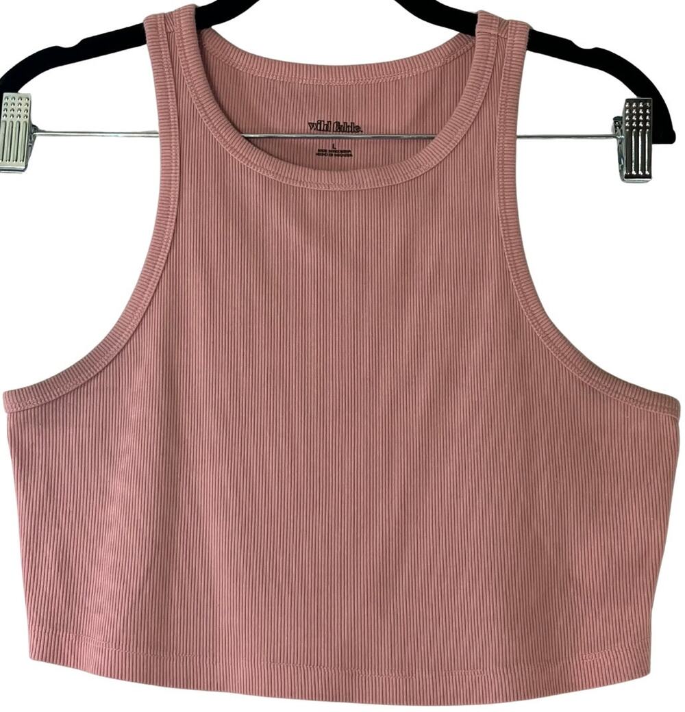 Wild Fable Pink Ribbed Sleeveless Cropped Tank Top Size L